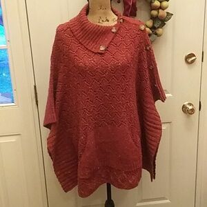 Democracy heathered knit poncho, VGUC